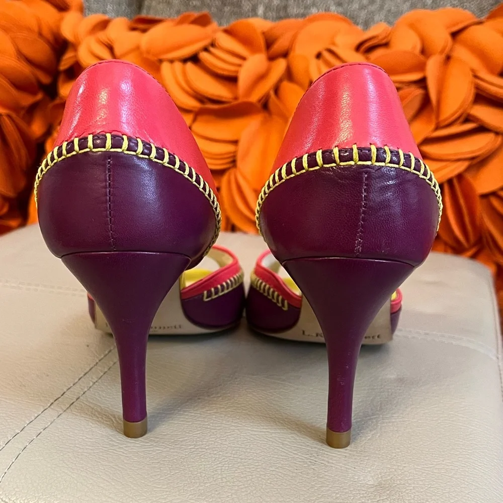 ❣️L.K. Bennett London Leather Colorblock Peep Toe Pumps❣️